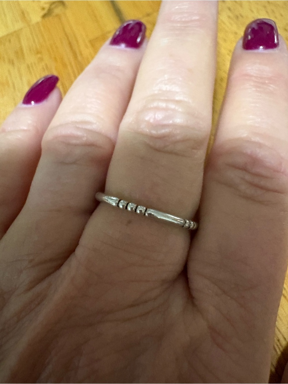 Delicate Sterling Silver Beaded Stackable Ring - Women Jewelry